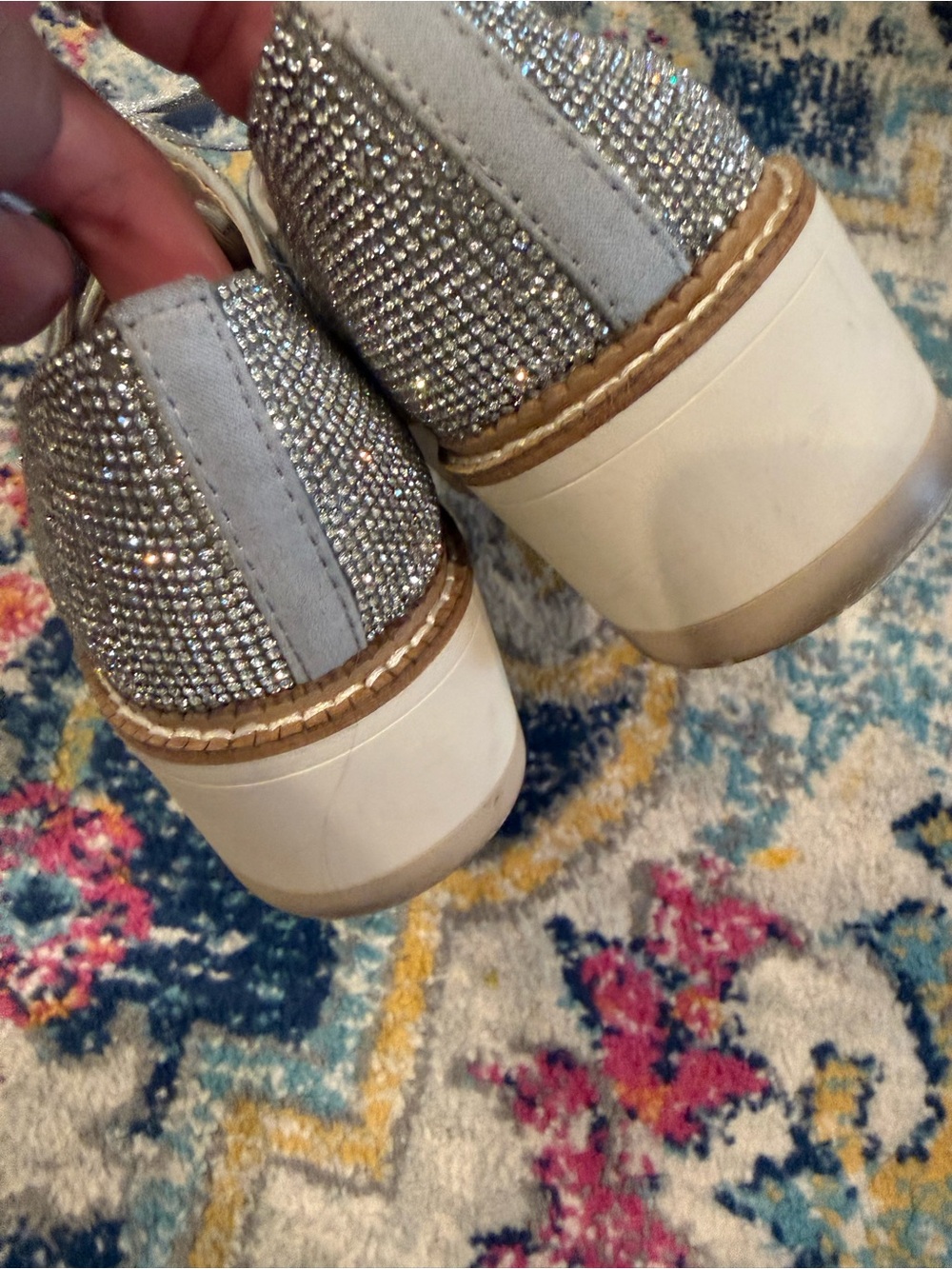 Chelsea & Violet Silver Rhinestone Lace-Up Dress Oxfords - Picture 2 of 7